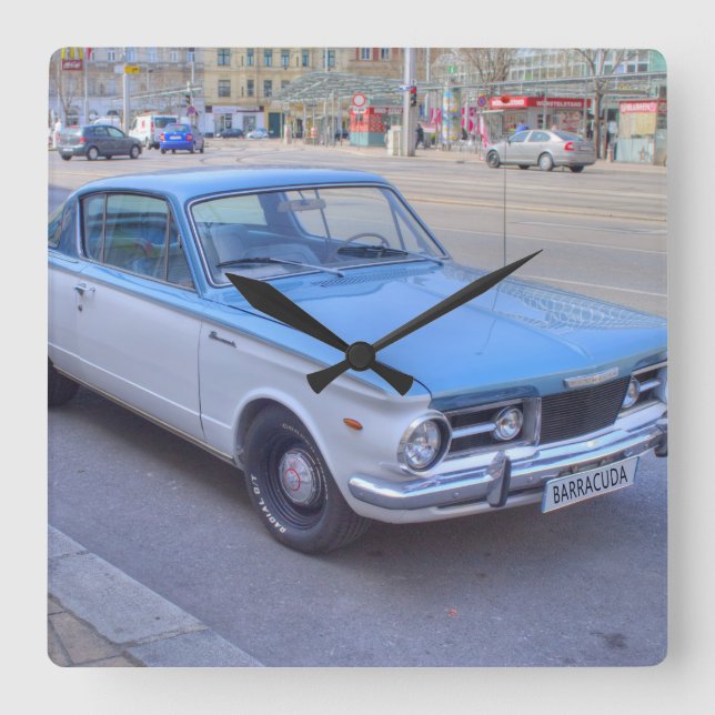Plymouth Barracuda Fyrkantig Klocka (Framsida)