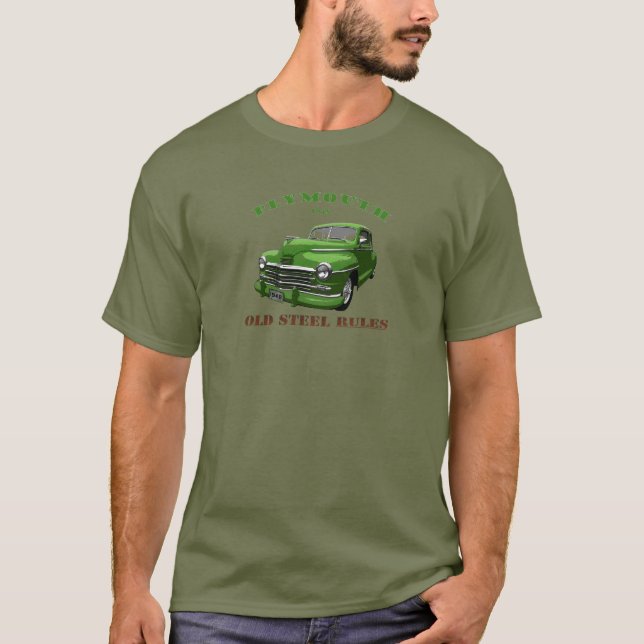 Plymouth. Chrysler. Mopar. Grönt 48. T Shirt (Framsida)
