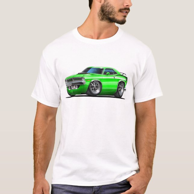 Plymouth Cuda grön bil 1970 T Shirt (Framsida)