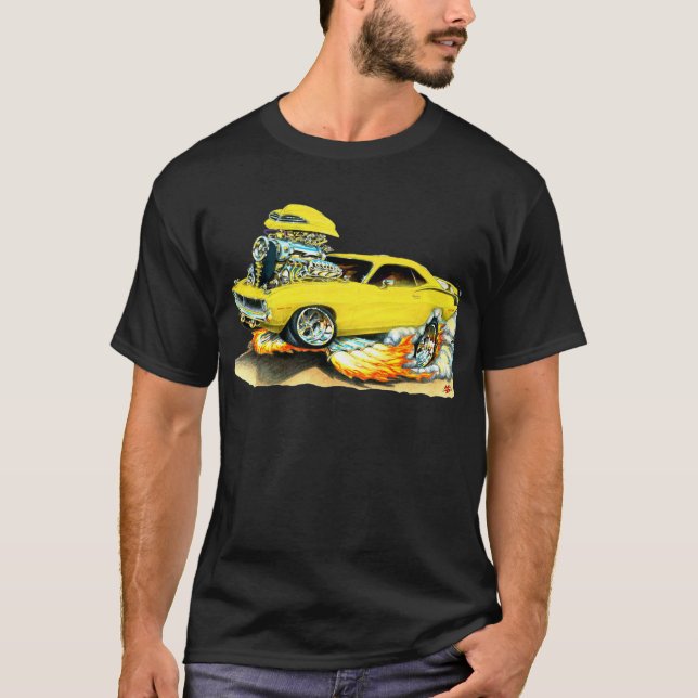 Plymouth Cuda gul bil 1970 Tee Shirt (Framsida)