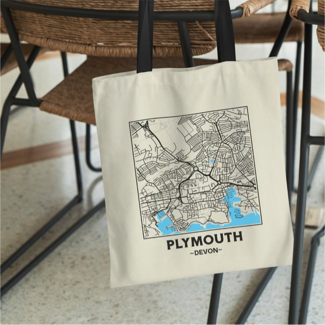 Plymouth, Devon City Map Tote Bag Tygkasse (Skapare uppladdad)
