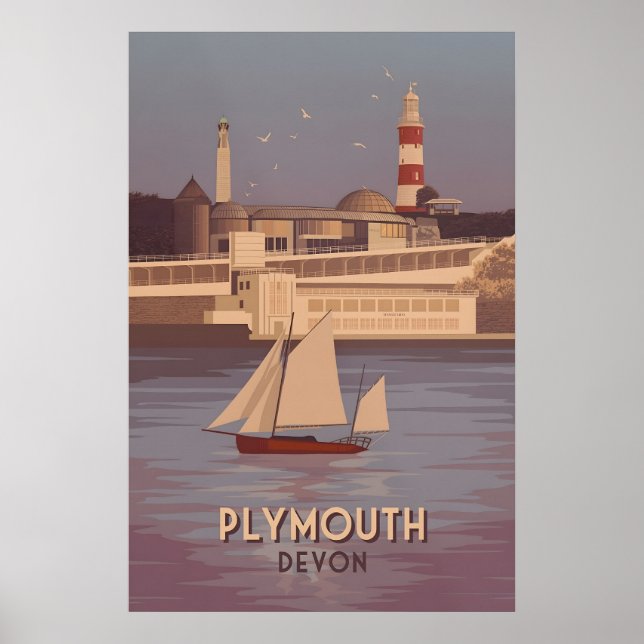 Plymouth Devon Resemålning Poster (Framsidan)
