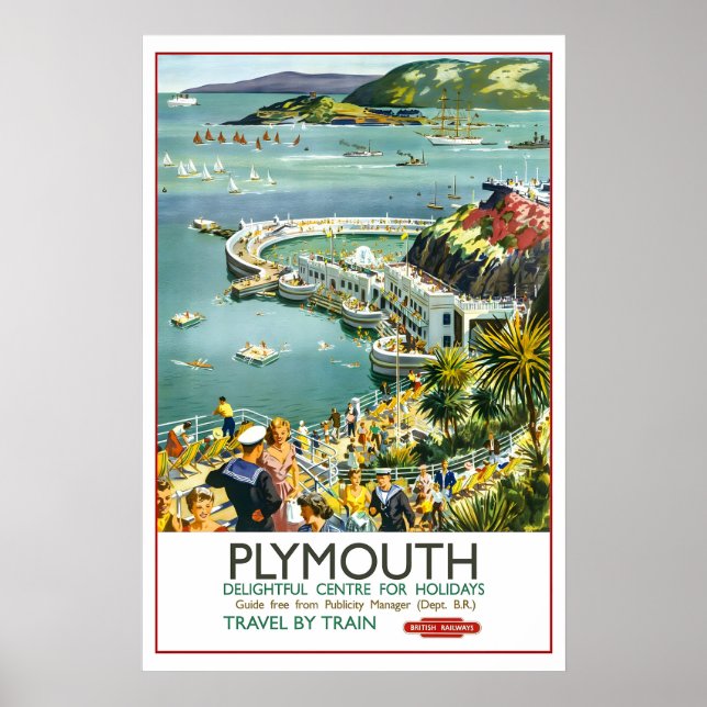 Plymouth Devon Storbritannien Storbritannien Vinta Poster (Framsidan)
