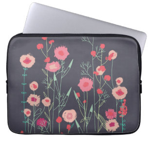 Plymouth Flowers Mörk Boho Blommigt Painting Laptop Fodral
