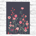 Plymouth Flowers Mörk Boho Blommigt Poster<br><div class="desc">Modern bohemisk konst. Söt boho tappar rosa blommigt målning på mörk grått bakgrund. Inspirerad av vild blommor som växer i Plymouth. Originalkonst av Nic Squirrell.</div>
