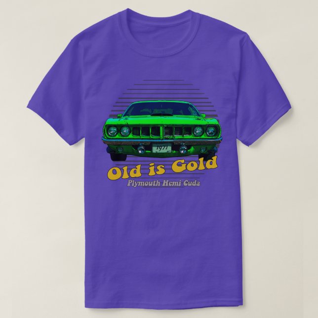 Plymouth Hemi Cuda American Muscle Old är Guld T Shirt (Design framsida)