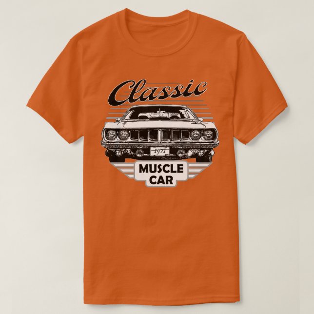 Plymouth Hemi Cuda Classic American Muscle 70s T Shirt (Design framsida)