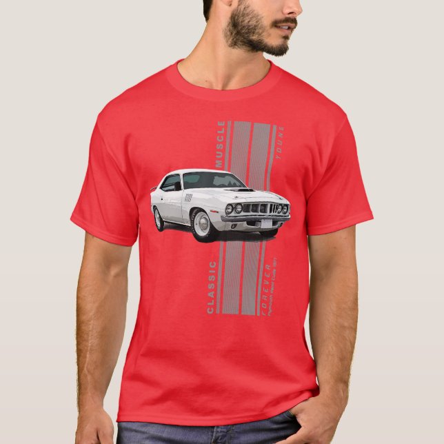 Plymouth Hemi Cuda Classic American Muscle s Vinta T Shirt (Framsida)