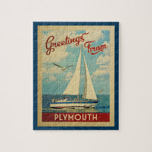 Plymouth Jigszle Puzzle Sailboat Massachusetts Pussel