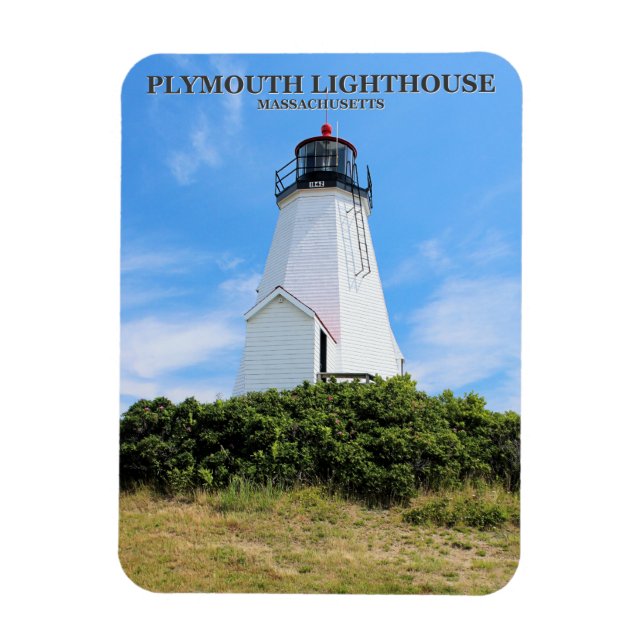 Plymouth Lighthouse, "Gurnet" Massachusetts Magnet (Vertikal)