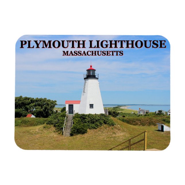 Plymouth Lighthouse, "Gurnet" Massachusetts Magnet (Horisontell)