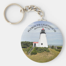 Plymouth Lighthouse, Massachusetts Round Keychain Nyckelring