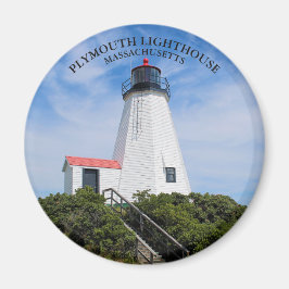 Plymouth Lighthouse, Massachusetts Round Magnet