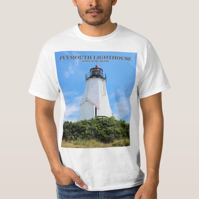 Plymouth Lighthouse, "The Gurnet", Massachusetts T-shirt (Framsida)