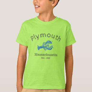 Plymouth Massachusetts Blue Lobster T-shirt, pojke T Shirt