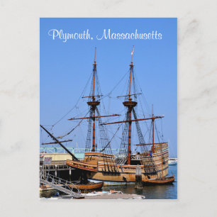 Plymouth Massachusetts Mayblommor Frakt Postcard Vykort