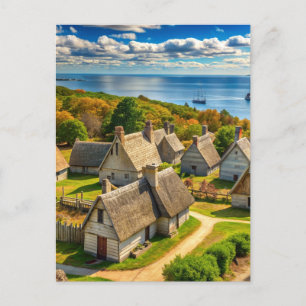 Plymouth Massachusetts Mayblommor Frakt vintage Vykort