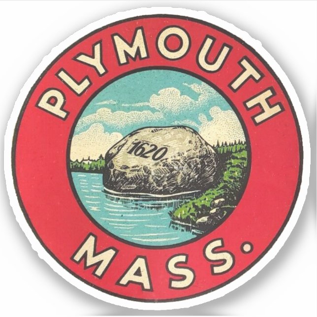Plymouth Massachusetts - Sticker Klistermärken (Framsida)
