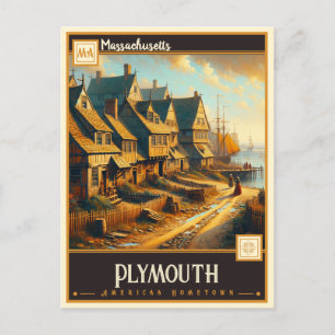 Plymouth, Massachusetts VINTAGE Vykort