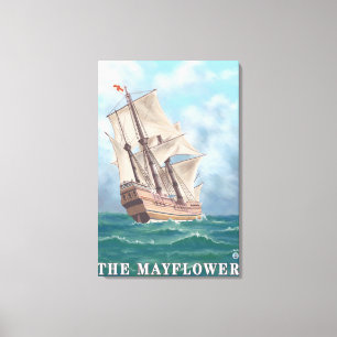 Plymouth MassachusettsView av Mayfloweren Canvastryck