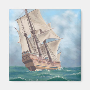 Plymouth MassachusettsView av Mayfloweren Magnet