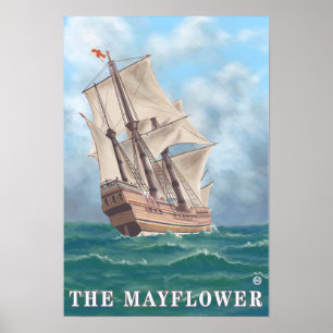 Plymouth, MassachusettsView of the Mayblommor Poster