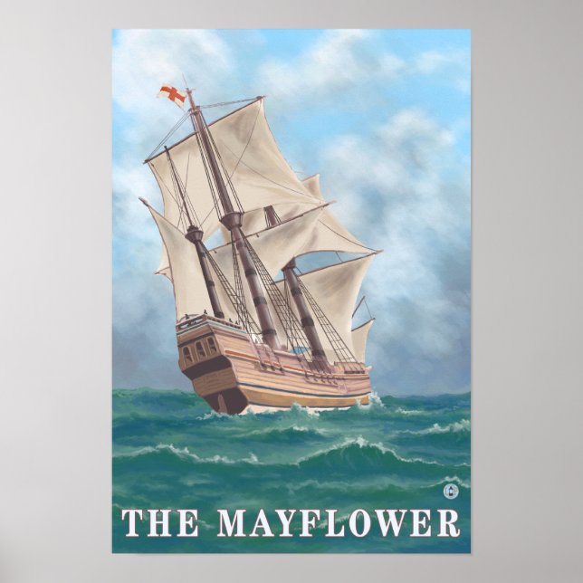 Plymouth, MassachusettsView of the Mayblommor Poster (Framsidan)