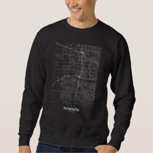 Plymouth michigan City karta Travel souvenir homet Lång Ärmad Tröja