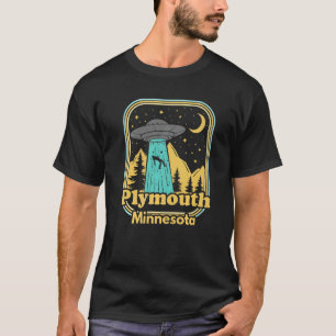 Plymouth Minnesota Ufo Alien Hunter 80s Retro Stat T Shirt