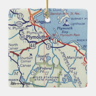 Plymouth MORSA Vintage Karta Julgransprydnad Keramik