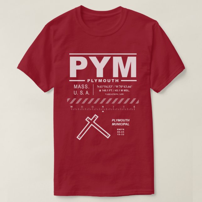 Plymouth Municipal Airport PYM T Shirt (Design framsida)