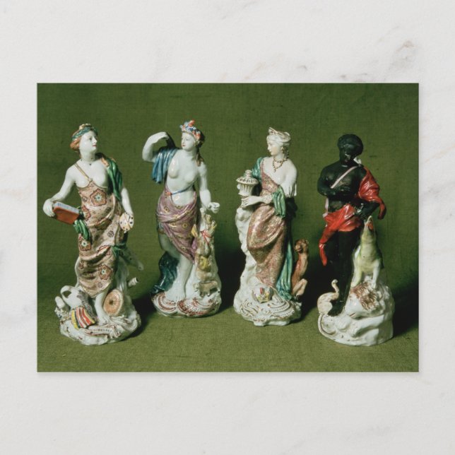 Plymouth porcelain figurer of the Four Continents Vykort (Framsida)