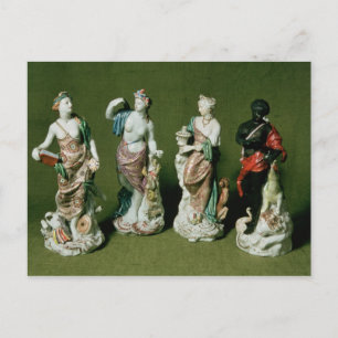 Plymouth porcelain figurer of the Four Continents Vykort