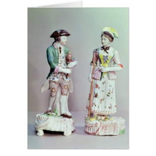 Plymouth porslinherde och shepherdess hälsningskort