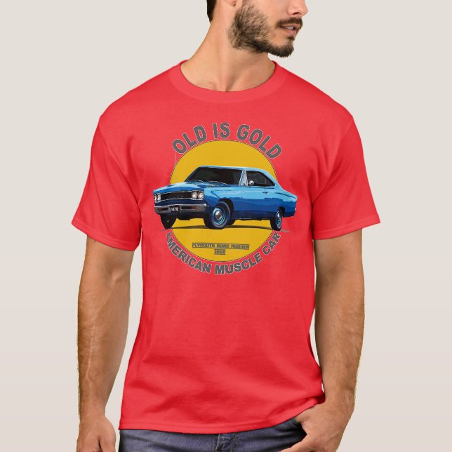Plymouth Road Runner American Muscle 60s 70s Old i T Shirt (Framsida)