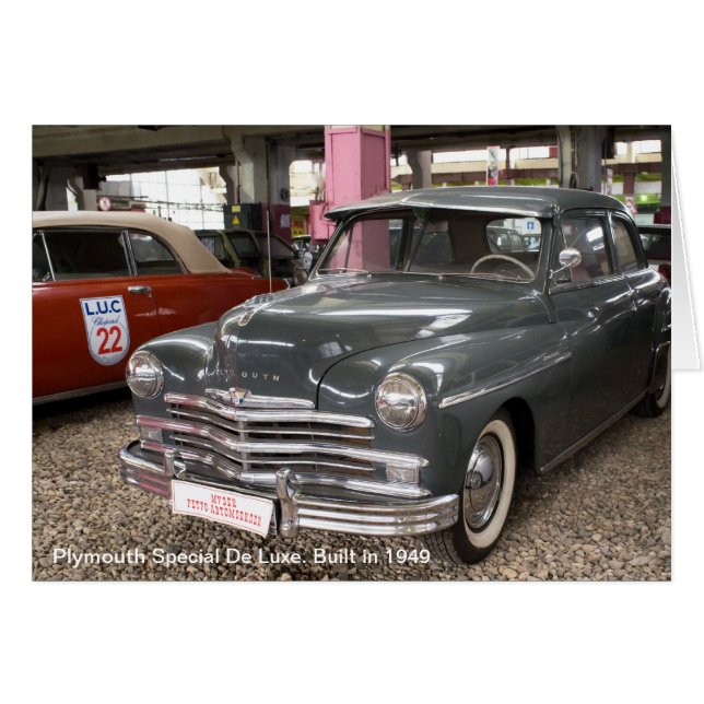 Plymouth Speciell De Luxe. Byggt 1949 Hälsningskort (Framsidan Horizontal)