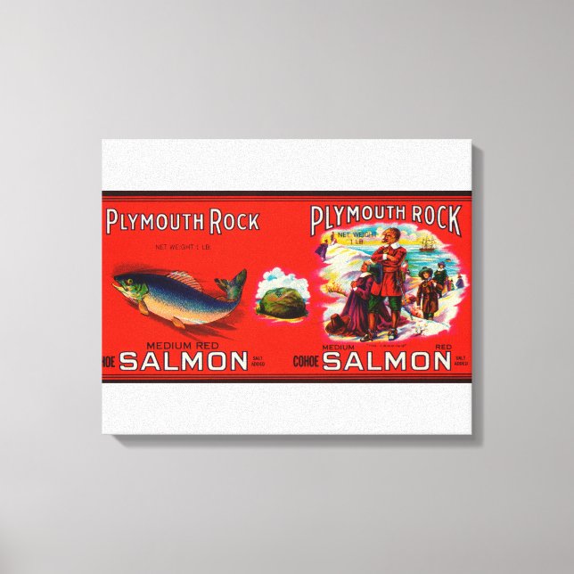 Plymouth Sten Brand Salmon Label Canvastryck (Framsida)