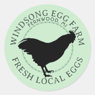 Plymouth Sten Hen Fresh Local Eggs Carton Label Runt Klistermärke