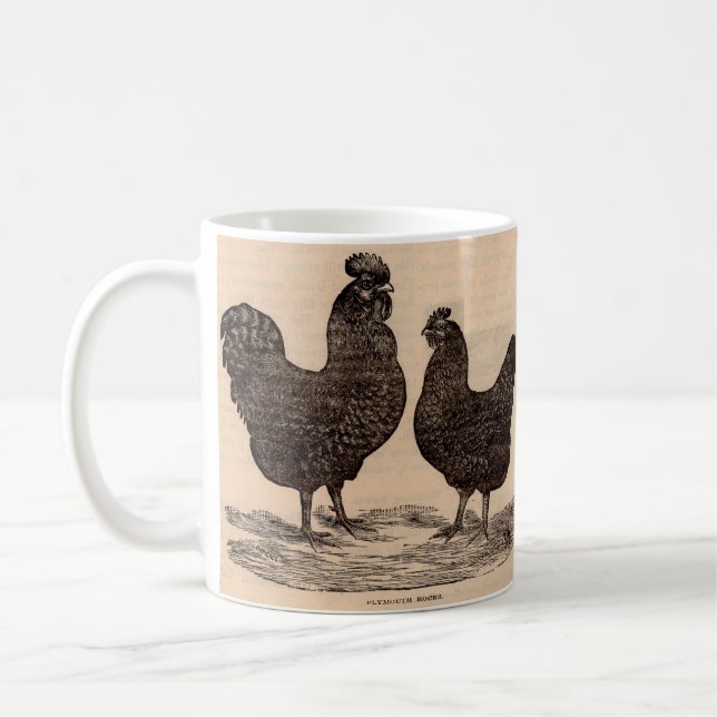 Plymouth Sten hen och tupp på 1800-talet Kaffemugg (Vänster)