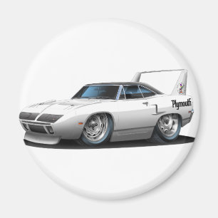 Plymouth Superbird vitbil 1970 Magnet