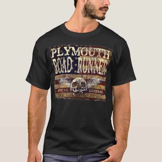 Plymouth vägspringer mot eroderad flagga - skalle t-shirt (Framsida)