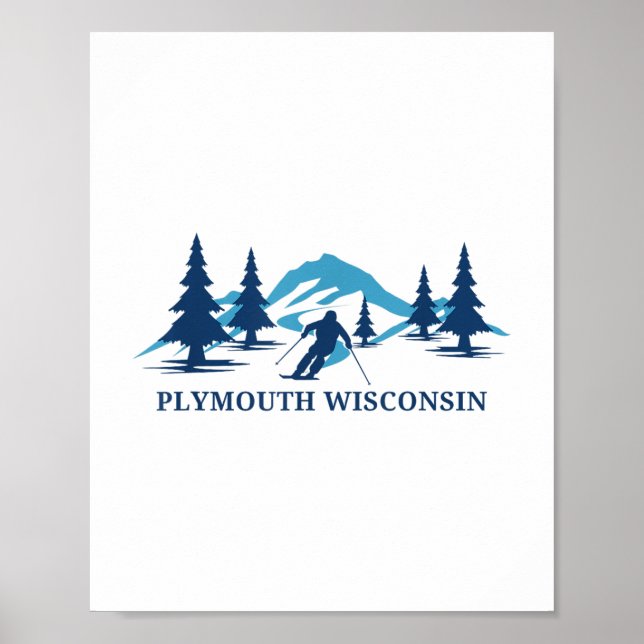 Plymouth Wisconsin Ski Resort Skiing Skier _1 Poster (Framsidan)