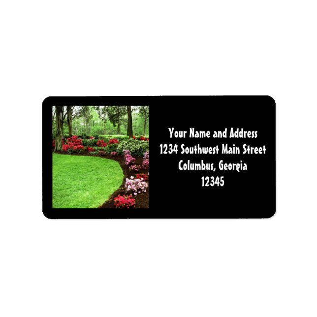 Plyschgrönt landskap gräsmattaomsorgaffär adressetikett (Framsidan)