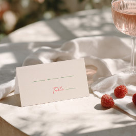 Plyschig Särpräglad Handskriven Grön Rosa Placeringskort