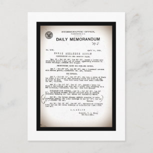 PM från hydrografi Office Titanic Disaster Vykort