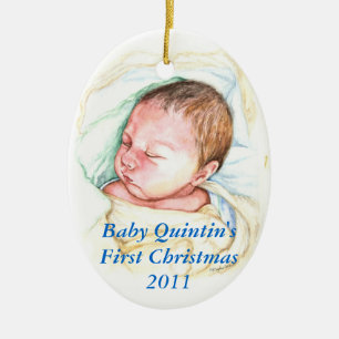 PMACarlson baby första prydnad för jul Julgransprydnad Keramik