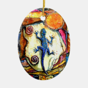 PMACarlson Geckoprydnad Julgransprydnad Keramik