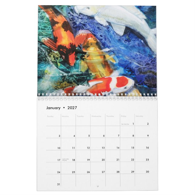 PMACarlson Koi vattenfärgkalender Kalender (Jan 2027)