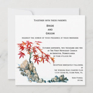 PMACarlson Red Maple Bonsai bröllopsinbjudning Inbjudningar