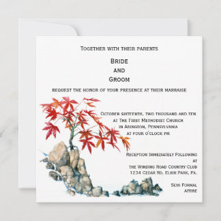 PMACarlson Red Maple Bonsai bröllopsinbjudning Inbjudningar